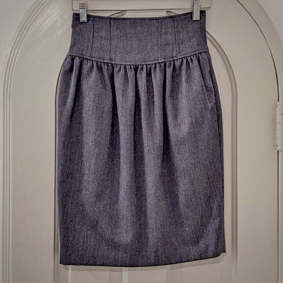 Vintage 80s KENZO PARIS 100% WoolMiniSkirt w/Corsetry Waist Made in France SzS